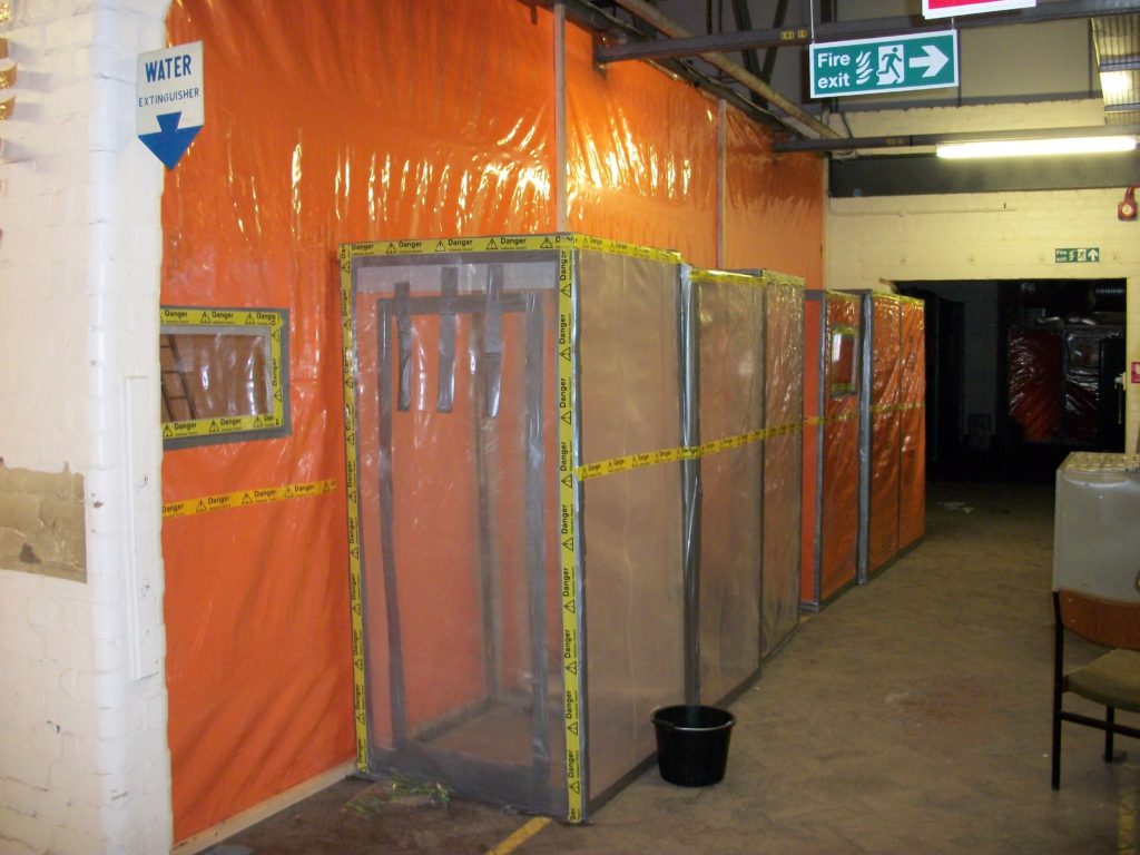 Indoor space with plastic sheet divider walls
