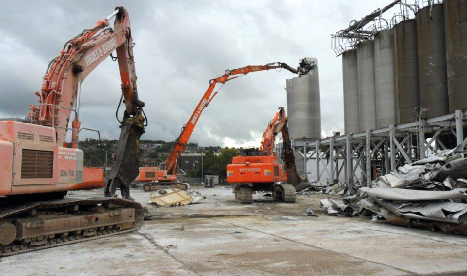 A building demolition operating under controlled conditions