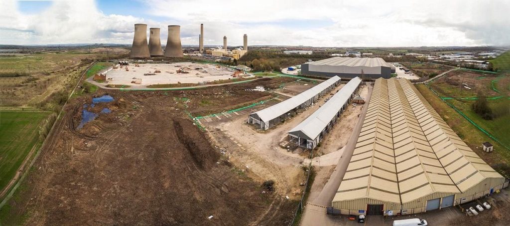 Worksite at Didcot with power plant in background